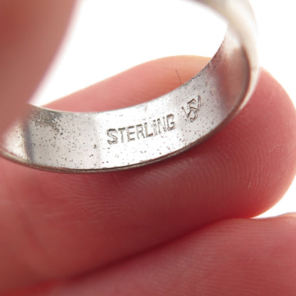 J.D. Schlang Co. 925 Sterling Silver Vintage Ribbed Oxidized Band Ring Size 7.25
