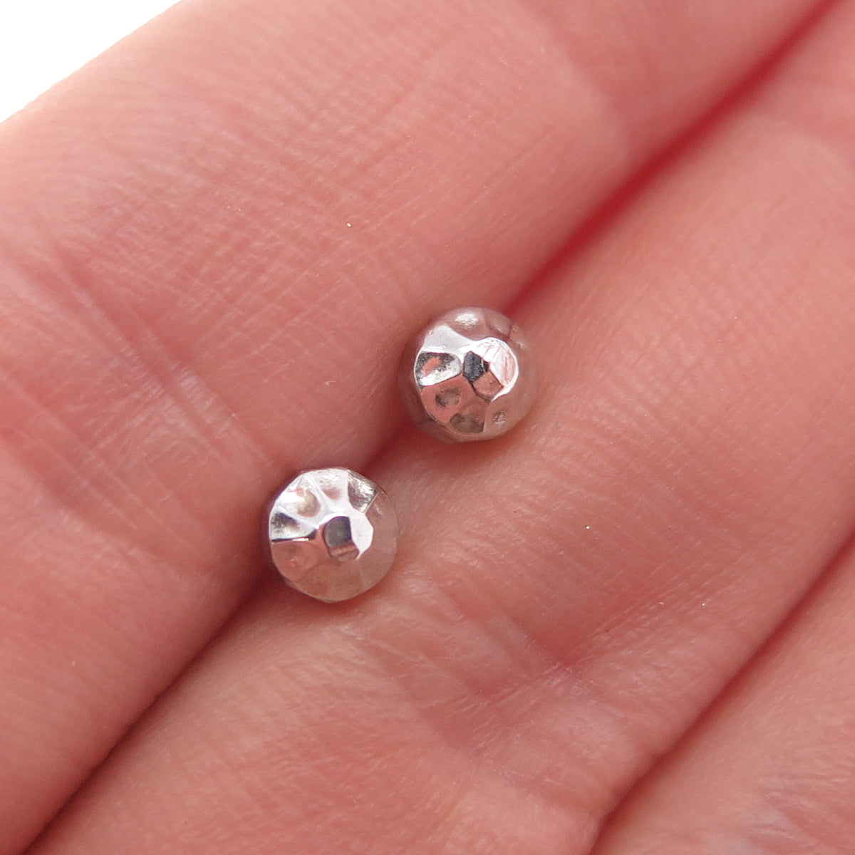 925 Sterling Silver Hammered Ball Stud Earrings