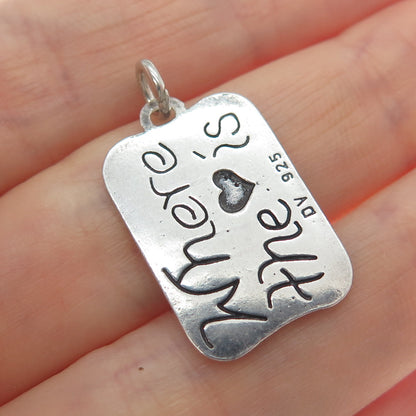 DV Dawn Vertrees Sterling Silver Vintage Home Where The Love Is Oxidized Pendant