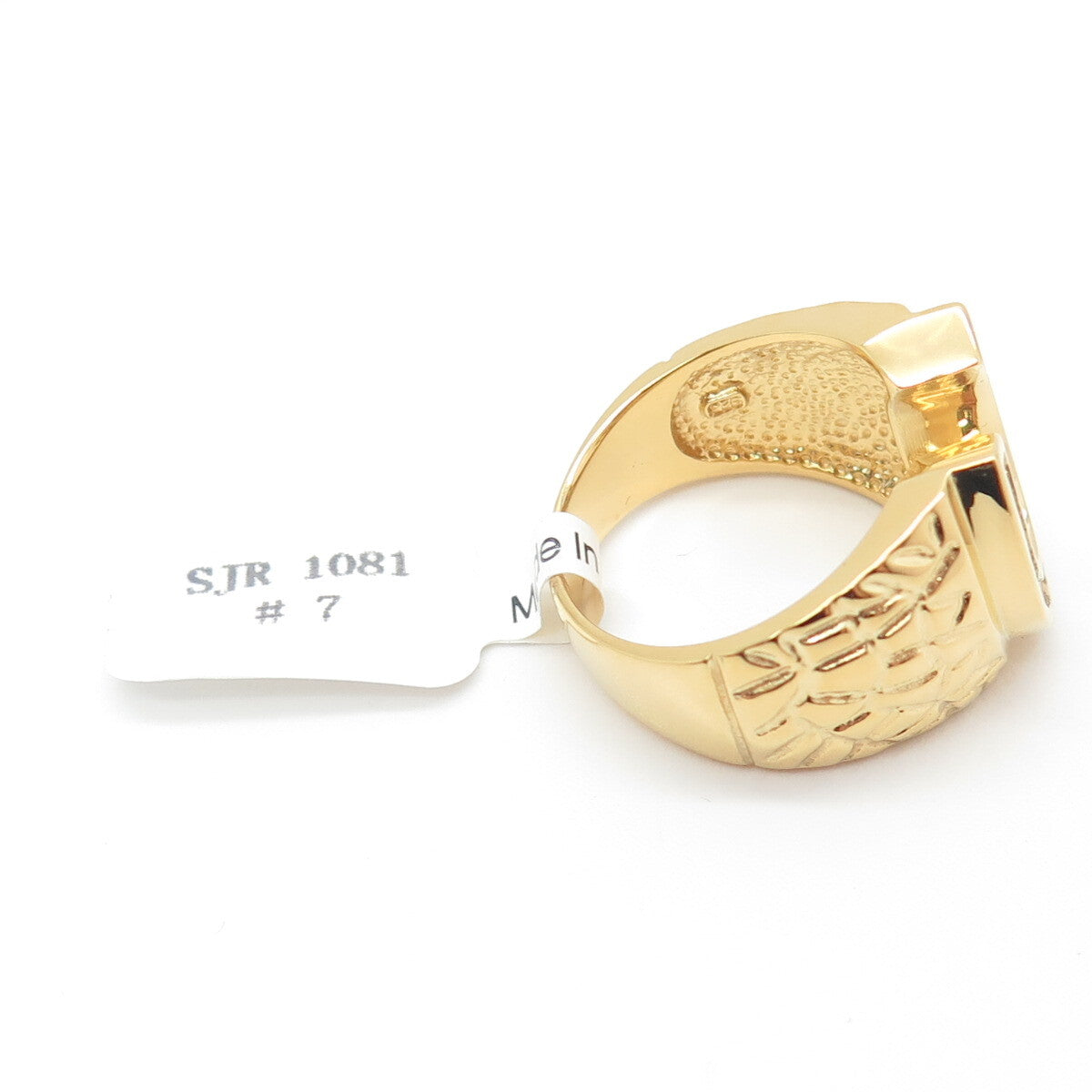 925 Sterling Silver Gold Plated Pave C Z Horseshoe For Good Luck Ring Size 7