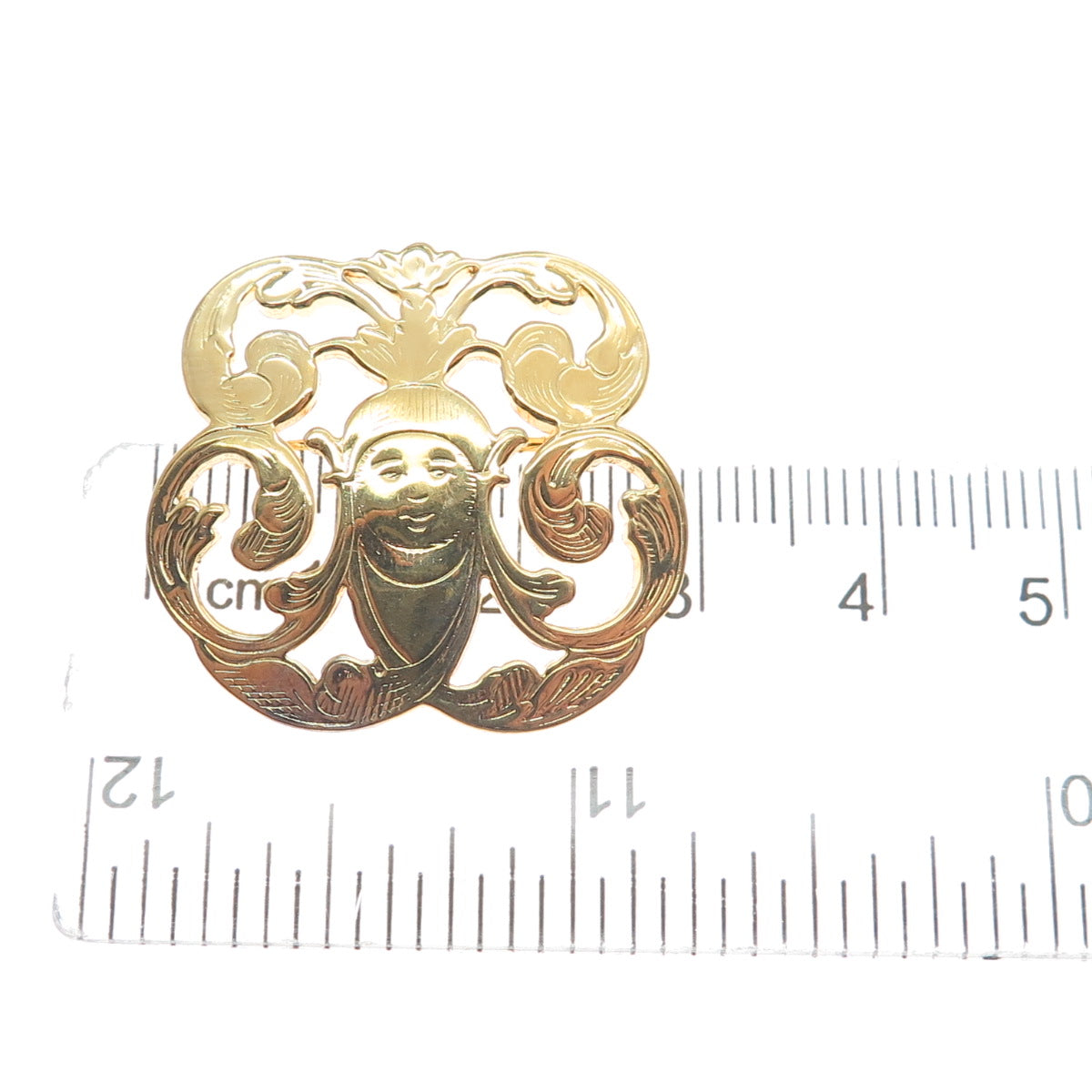 IC James Craig Sterling Silver Gold Plated Vintage Moon Face Ornate Pin Pendant