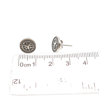 925 Sterling Silver Round-Cut C Z Mercedes Stud Earrings