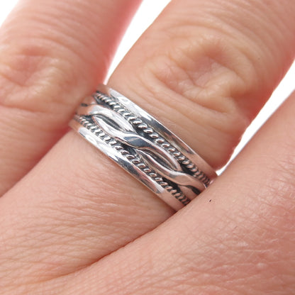 925 Sterling Silver Vintage Twisted Oxidized Band Ring Size 7
