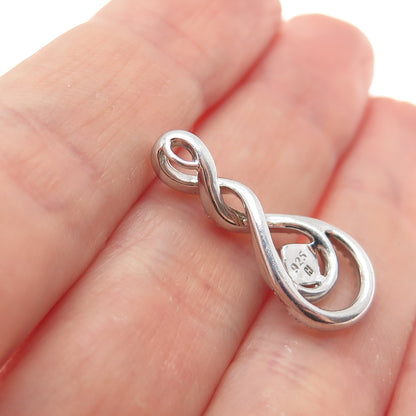 925 Sterling Silver Real Diamond Twisted Infinity Minimalist Slide Charm Pendant