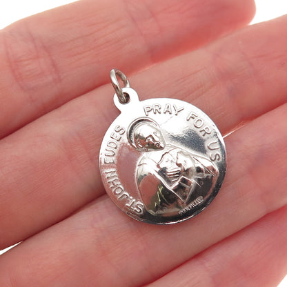 925 Sterling Silver Filled Vintage Saint John Eudes Mini Charm Pendant