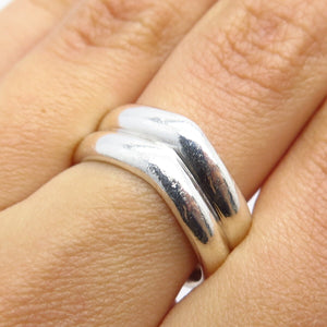 925 Sterling Silver Vintage V-Style Ring Size 7