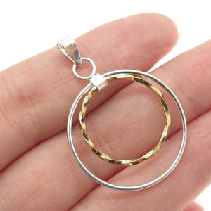 925 Sterling Silver 2-Tone Multi-Circle of Life Pendant