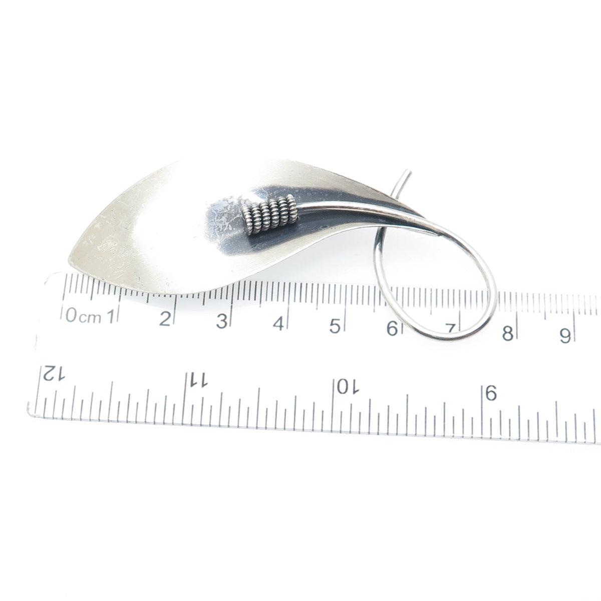 BEAU 925 Sterling Silver Vintage Modernist Calla Lily Flower Oxidized Pin Brooch
