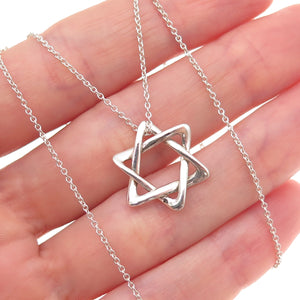 Tiffany & Co. Elsa Peretti 925 Sterling Vintage Star of David Chain Necklace 16"