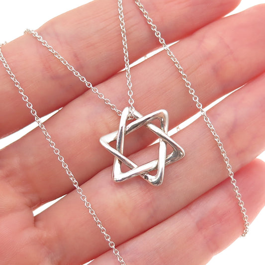 Tiffany & Co. Elsa Peretti 925 Sterling Vintage Star of David Chain Necklace 16"