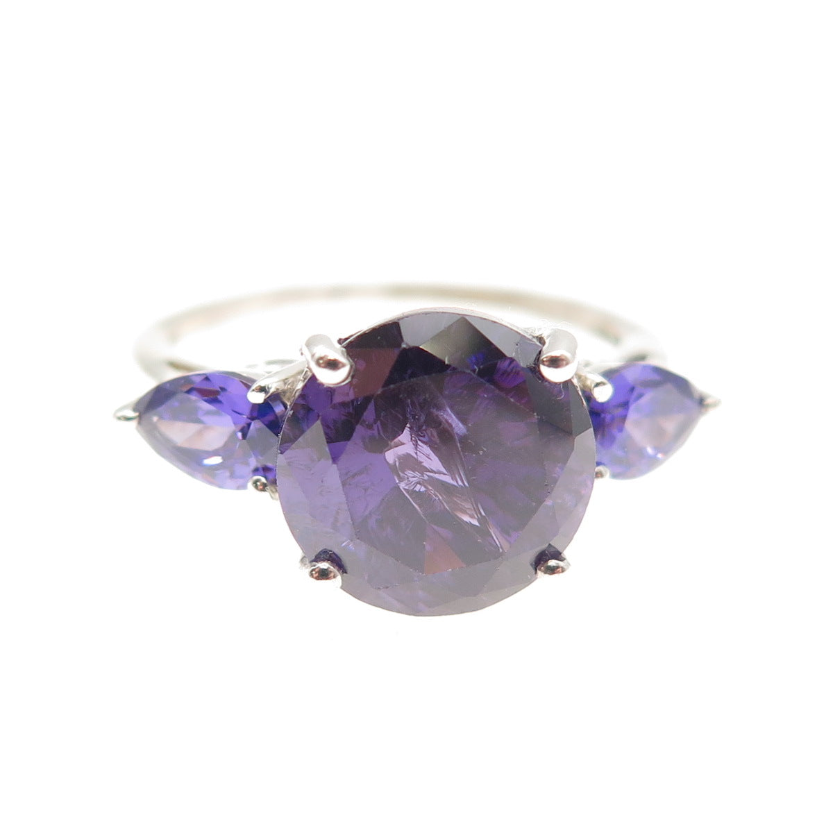 Chuck Clemency 925 Sterling Silver Vintage Real Amethyst Ring Size 6.75