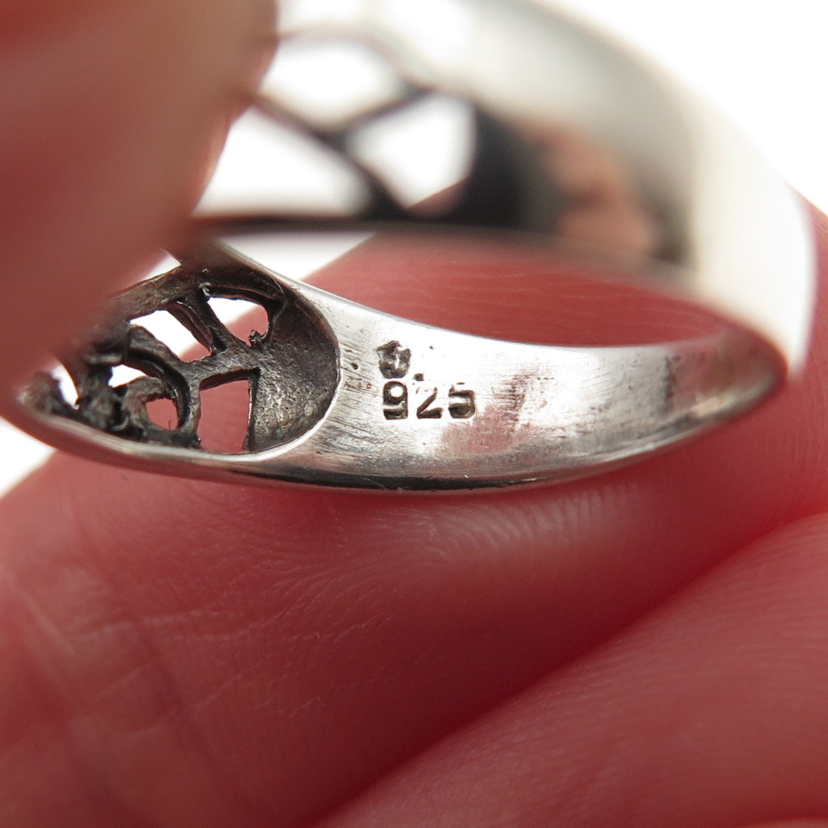 925 Sterling Silver Vintage Modernist Swirl Ring Size 6.75