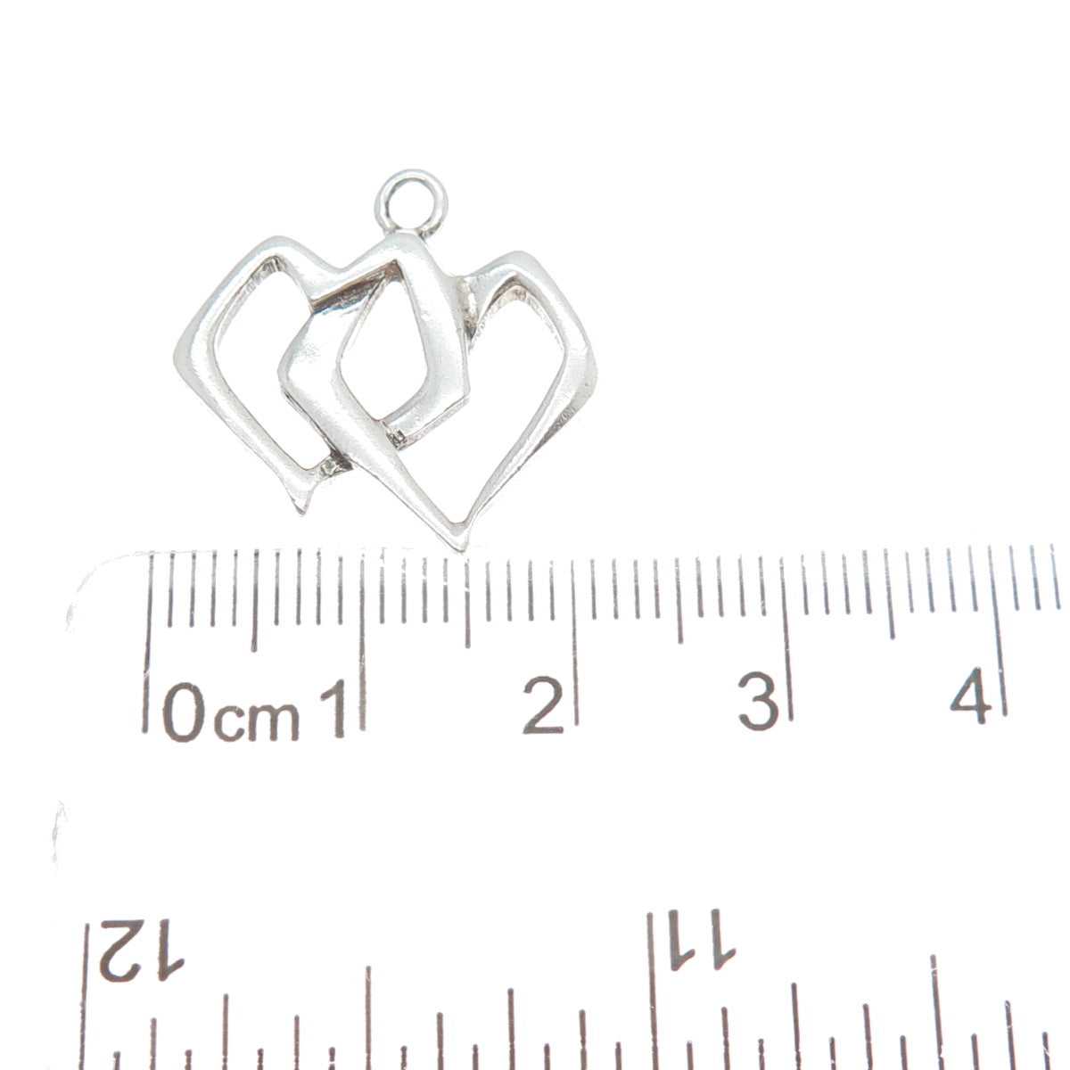 925 Sterling Silver Vintage Interlocked Double Heart Minimalist Charm Pendant