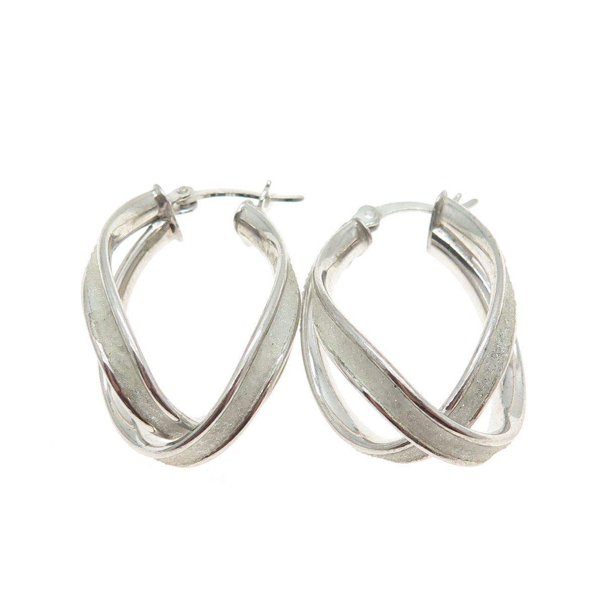 HANIN 925 Sterling Silver Modernist Hinged Earrings