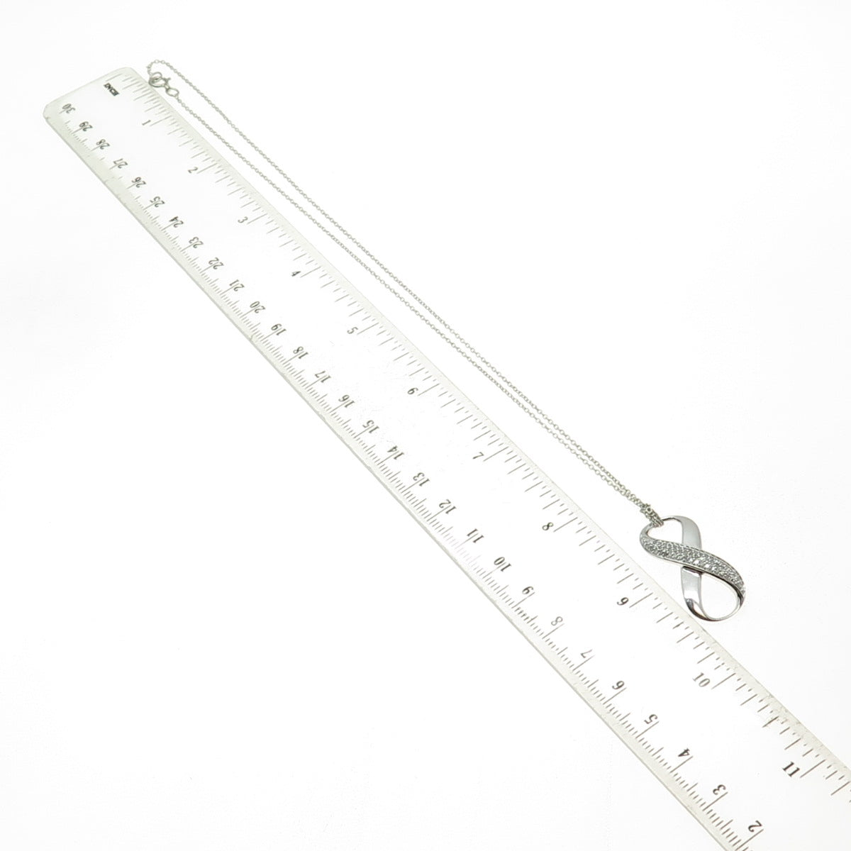 925 Sterling Silver Real Round-Cut Diamond Infinity Cable Chain Necklace 18"