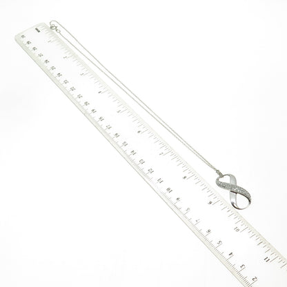 925 Sterling Silver Real Round-Cut Diamond Infinity Cable Chain Necklace 18"