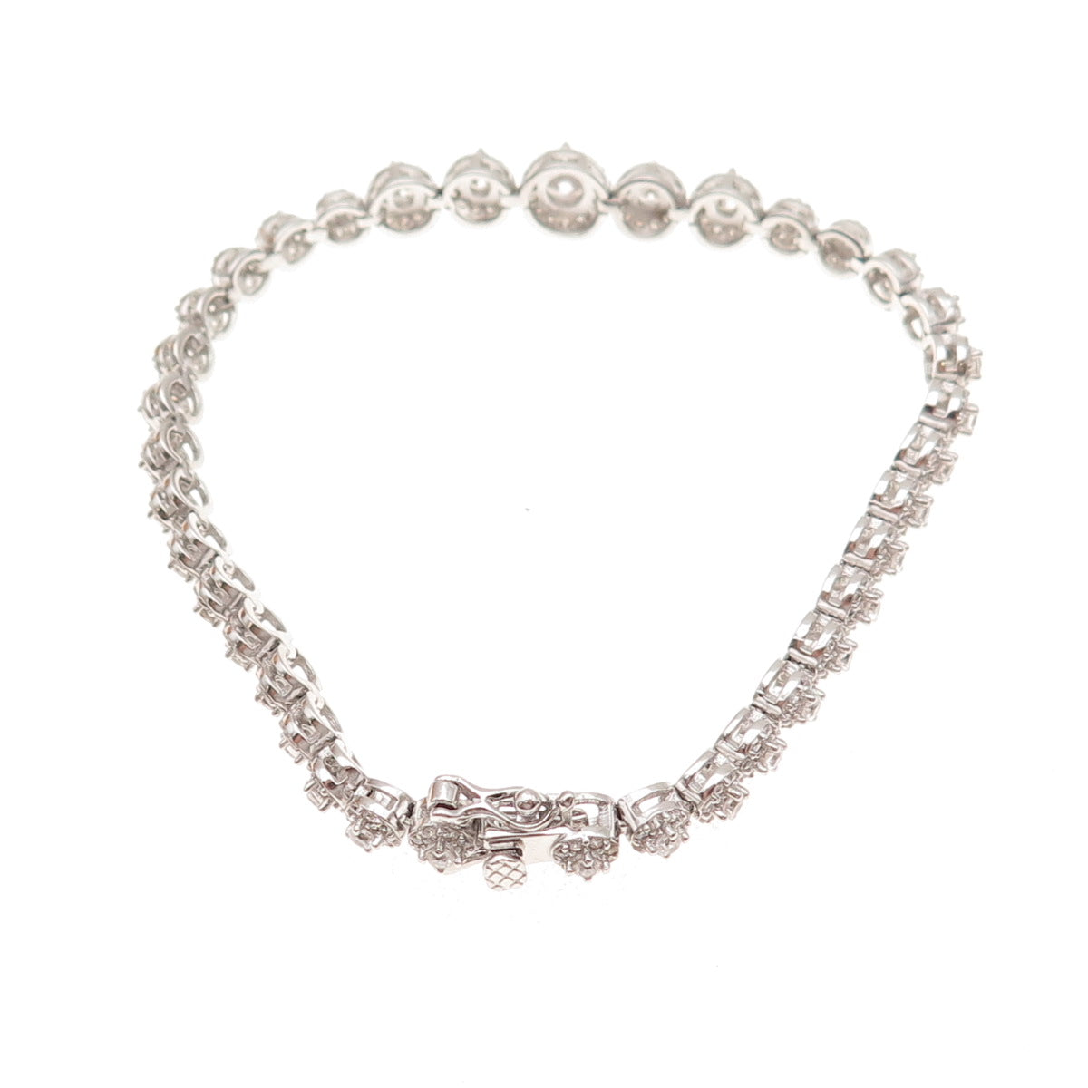 925 Sterling Silver Round-Cut C Z Graduated Circle of Life Bracelet 7"