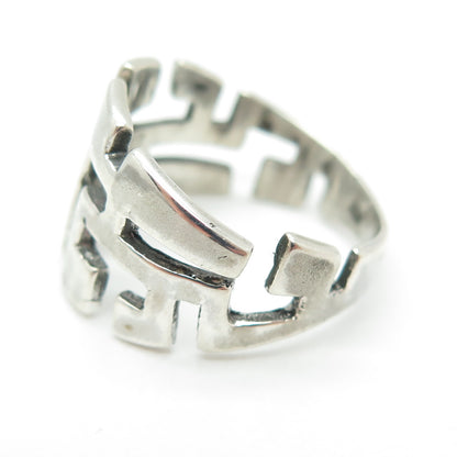 925 Sterling Silver Vintage Maze Modernist Ring Size 8.25