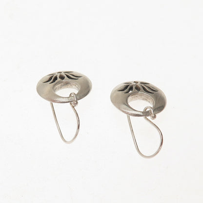 SATYA 925 Sterling Silver Vintage Lotus Flower Crescent Dangle Earrings