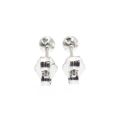 925 Sterling Silver Round-Cut Shaped C Z Stud Earrings
