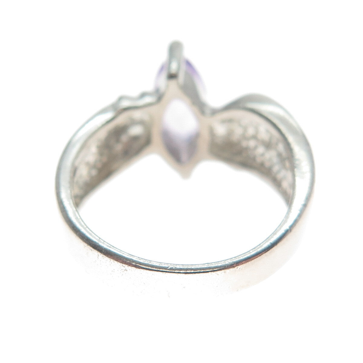 MONICA JAIN 925 Sterling Silver Vintage Real Marquise-Cut Amethyst Ring Size 6