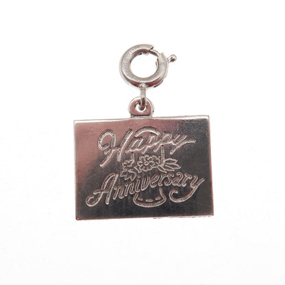Jewelart 925 Sterling Silver Vintage Happy Anniversary Spring Ring Mini Pendant