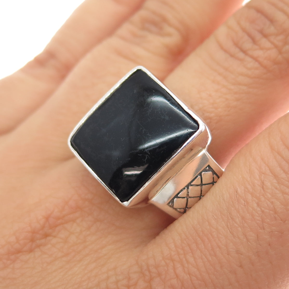 PHLD PlayHardLookDope 925 Sterling Silver Real Black Onyx Ring Size 10.5