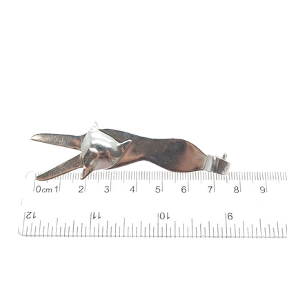 VICTOR ALFARO 925 Sterling Silver Vintage Modernist Cat Pin Brooch / Pendant