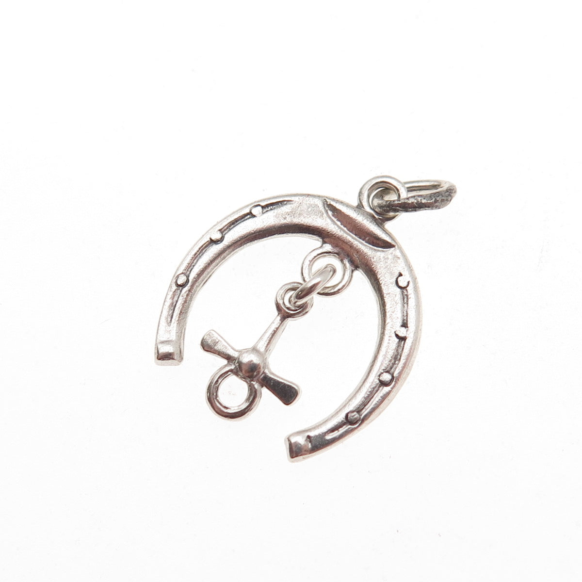 925 Sterling Silver Antique Art Deco Horseshoe Good Luck Mini Charm Pendant