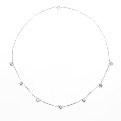 925 Sterling Silver Round-Cut C Z Station Cable Chain Necklace 16"