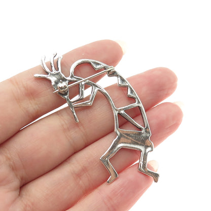 Old Pawn 925 Sterling Silver Vintage Southwestern Kokopelli Tribal Pin Brooch