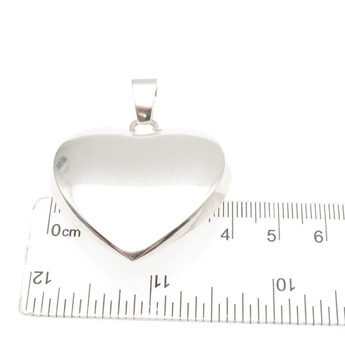 JONDELL 925 Sterling Silver Vintage Spain Puffy Heart Charm Pendant