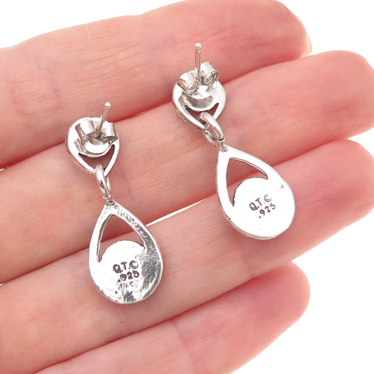 Quoc Turquoise Old Pawn 925 Sterling Silver Vintage Southwestern Dangle Earrings