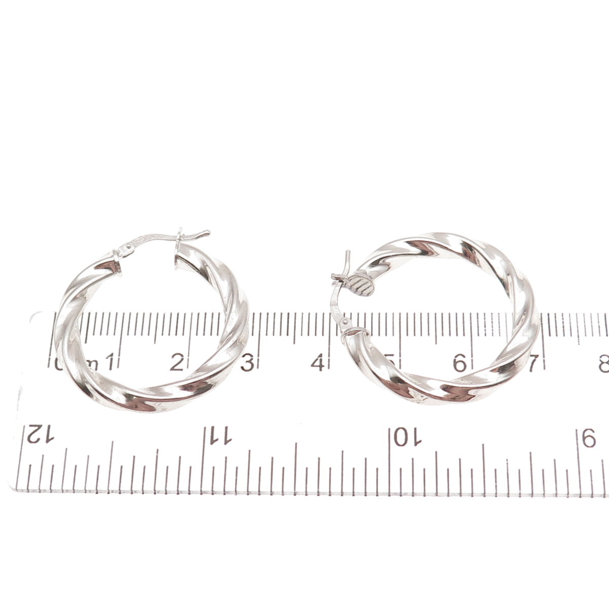 925 Sterling Silver Vintage Italy Twisted Hoop Earrings