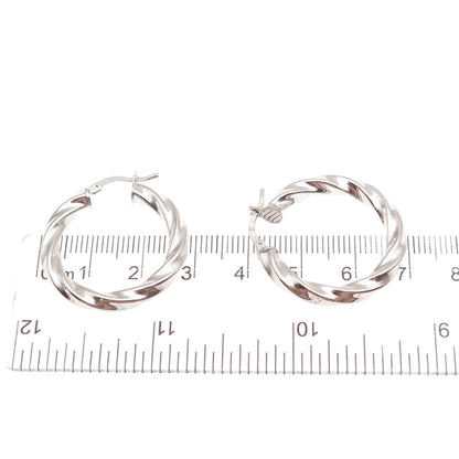925 Sterling Silver Vintage Italy Twisted Hoop Earrings