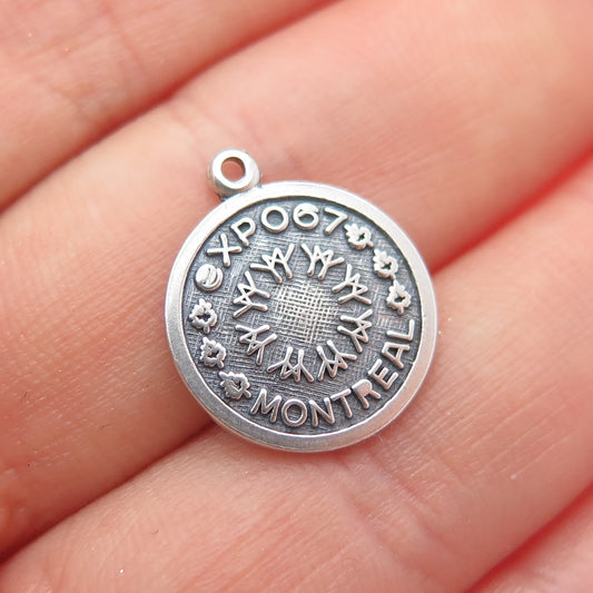 925 Sterling Silver Vintage 1967 ISJC Expo Friendship Minimalist Charm Pendant