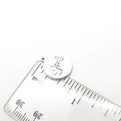 925 Sterling Silver USA Two In Town Skeleton Fish Charm Pendant
