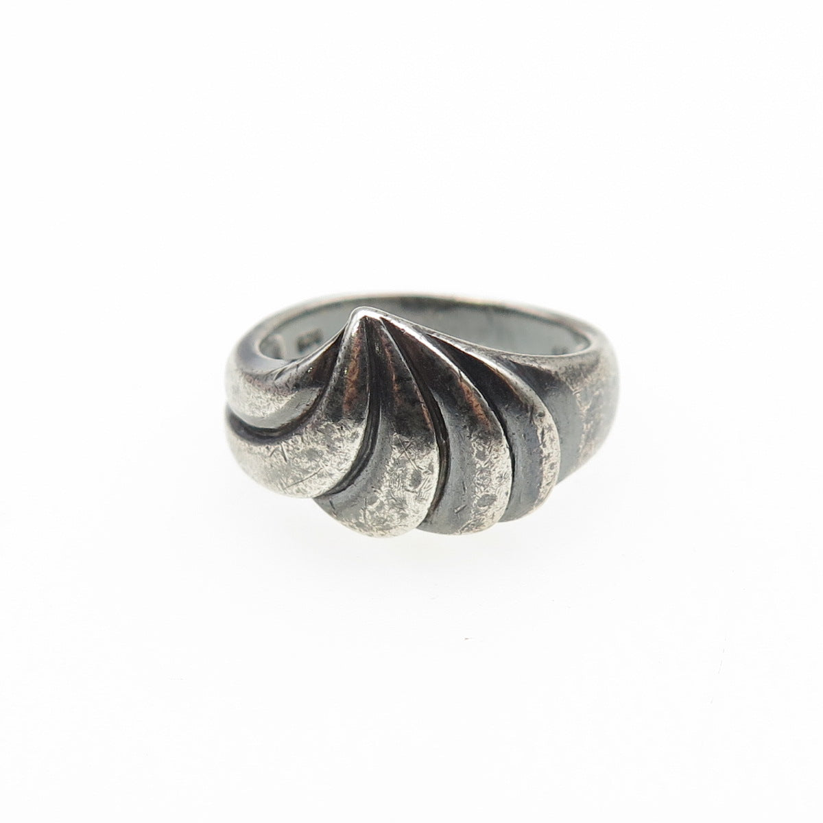 CHAPAL ZENRAY 925 Sterling Silver Vintage Modernist Oxidized Ring Size 6