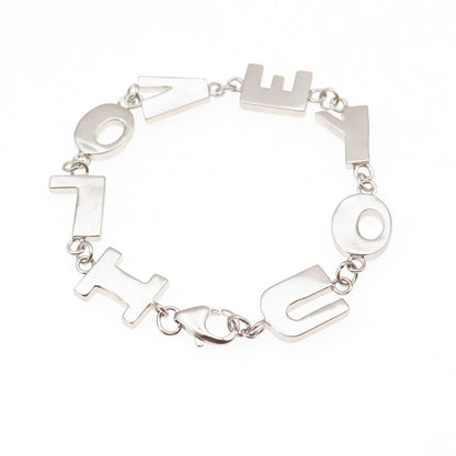 925 Sterling Silver I Love You Link Bracelet 6.25"