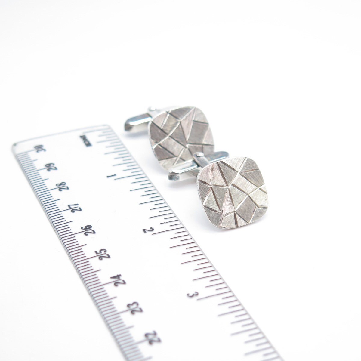 835 Silver Textured Cushion Shape Cufflinks