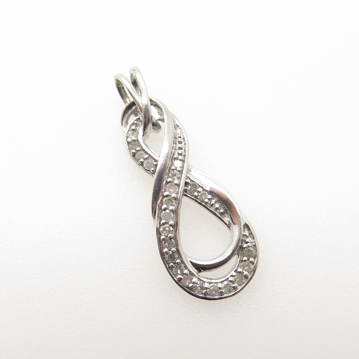 DIAG 925 Sterling Silver Real Round-Cut Diamond Infinity Pendant