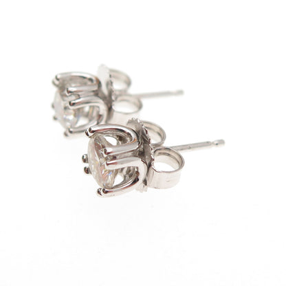 925 Sterling Silver Real Round-Cut Moissanite Stud Earrings