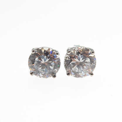 925 Sterling Silver Round-Cut C Z Stud Earrings