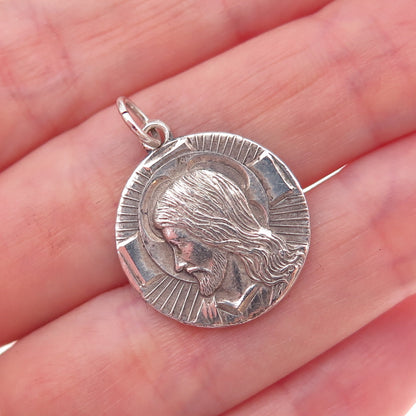 925 Sterling Silver Antique Art Deco Jesus Cross Lutheran Oxidized Charm Pendant