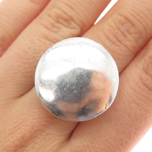 SX Sally C 925 Sterling Silver Vintage Modernist Disc Ring Size 7.25