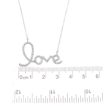 925 Sterling Silver Round-Cut Shaped C Z Love Cable Chain Necklace 18"