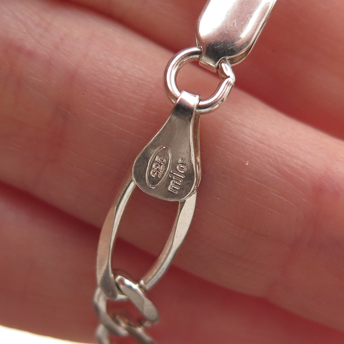 Milor 925 Sterling Silver Vintage Italy Figaro Link Bracelet 8.25"