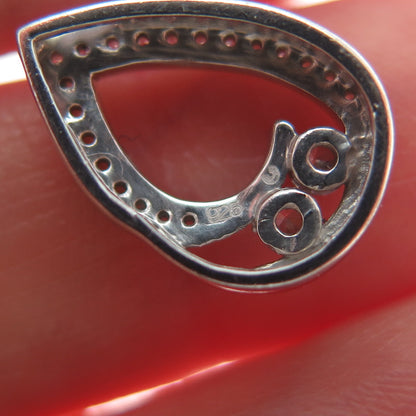 925 Sterling Silver Round-Cut C Z Teardrop Minimalist Charm Slide Pendant