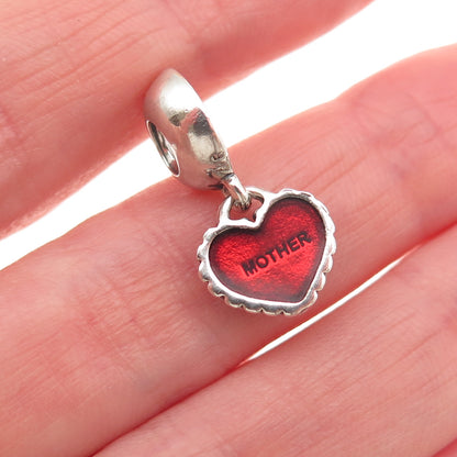 PANDORA Sterling Silver Enamel You & Me Piece of My Heart Mother Dangle Charm