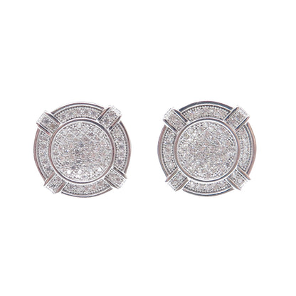 925 Sterling Silver Round-Cut C Z Sparkle Wheel Stud Earrings